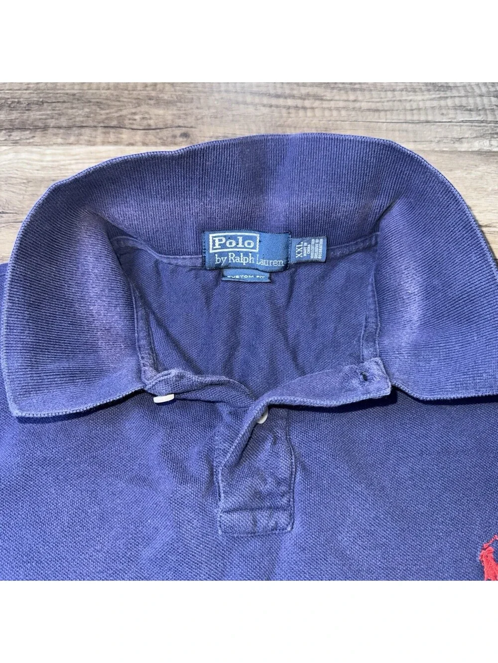 Men’s Vintage Ralph Lauren Polo Shirt, Custom Fit, Navy Blue, 2XL